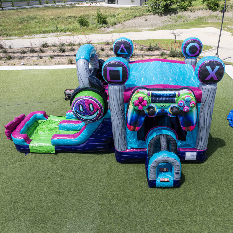 GLITCH Gamer 5 in 1 Bounce House with Dual Lane Slide Wet/Dr