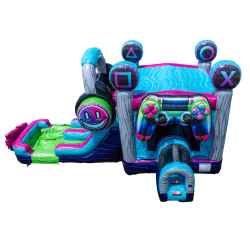 GLITCH Gamer 5 in 1 Bounce House with Dual Lane Slide Wet/Dr