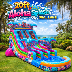 20ft Aloha Splash Dual Lane Water Slide