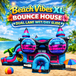 Beach Vibes XL Bounce House Dual Lane Wet/Dry Combo