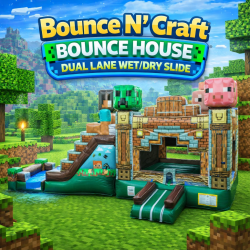 Bounce N' Craft 5 in 1 Bounce House with Dual Lane Wet/Dry Slide