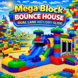 Mega Block Bounce House Dual Lane Wet/Dry Combo