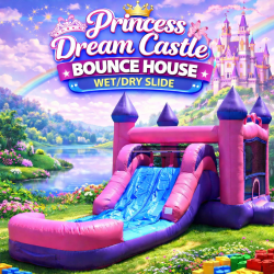 Princess Dream Castle 5 in 1 Bounce House with Slide Wet/Dry