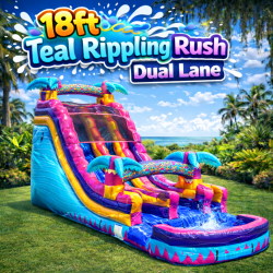 18ft Teal Rippling Rush Dual Lane